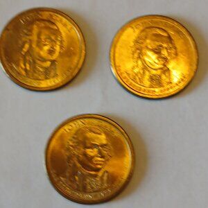 JOHN A ADAMS 1797-1801 2007 P ONE DOLLAR‎ COIN -Set of 3